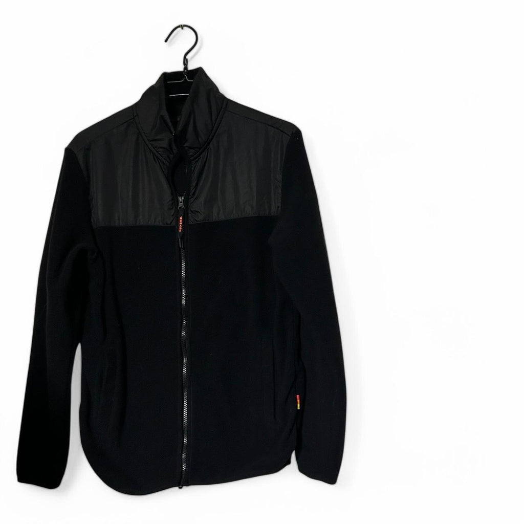 Sunders Black zip-up fleece jacket with red accents #fleecelove L29 W20 sku 6890 in xs 