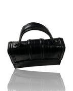 Vintage zara mini ‘city’ crossbody bag in black croc & dark metal shoulder chain