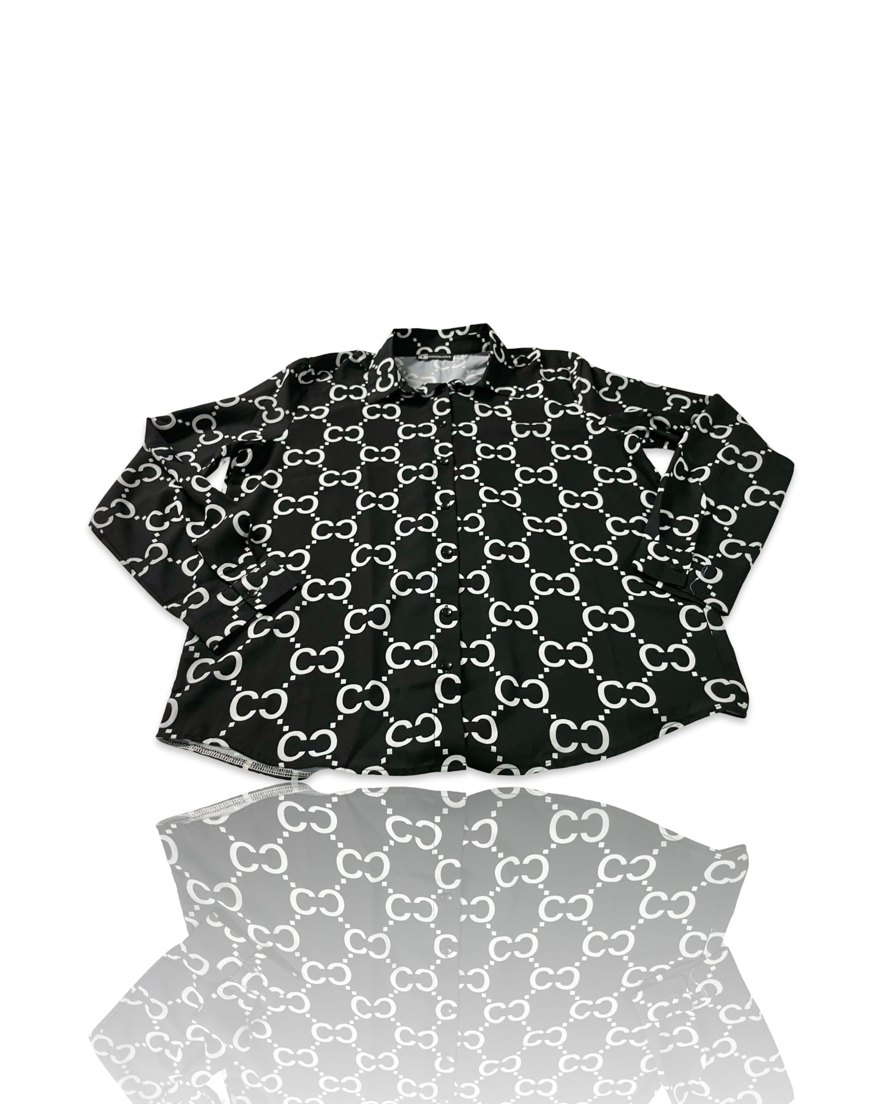 Cliche Vintage| Vintage black monogram unbranded Womens shirt