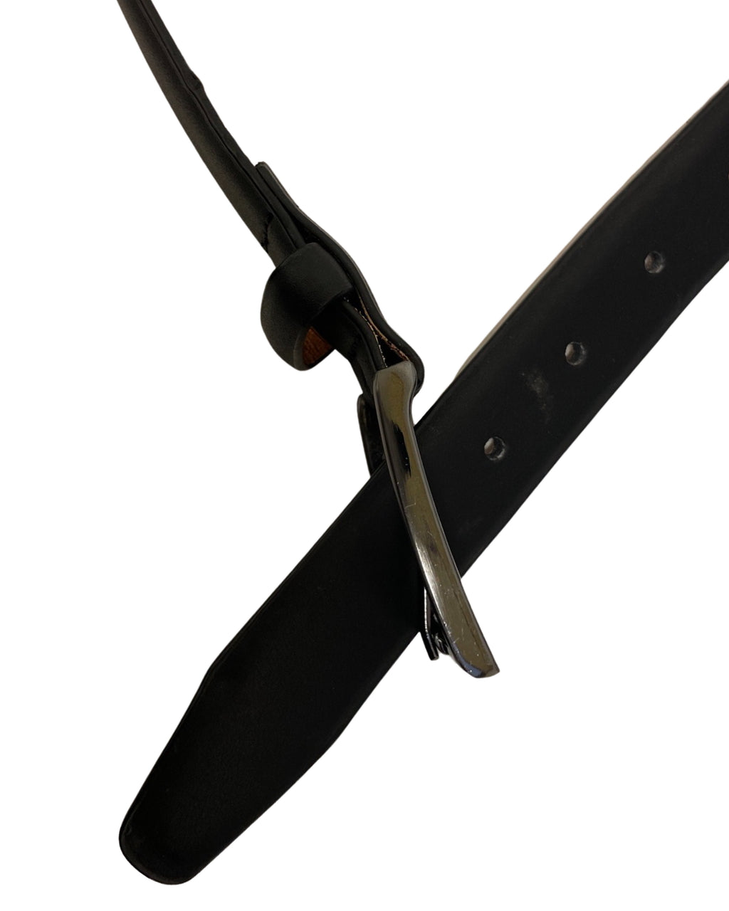 Vintage Genuine black mens leather square buckle belt size m