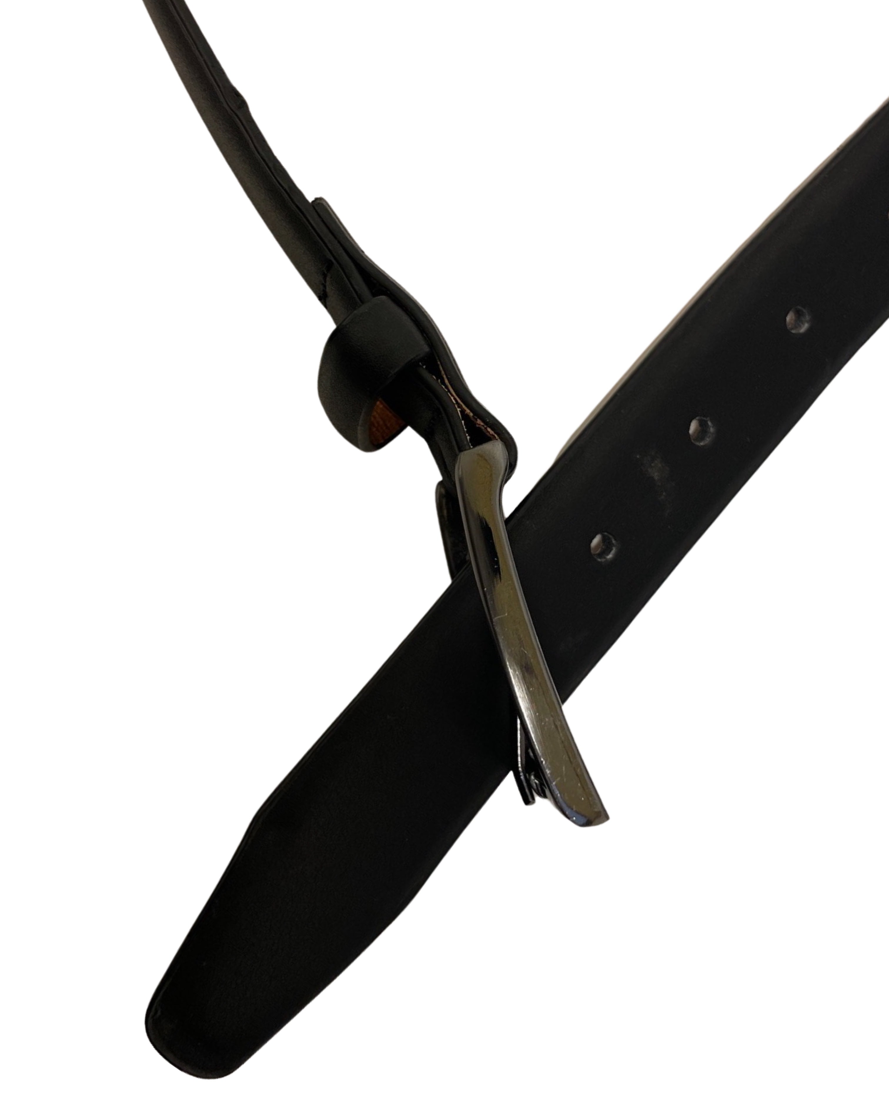 Vintage Genuine black mens leather square buckle belt size m