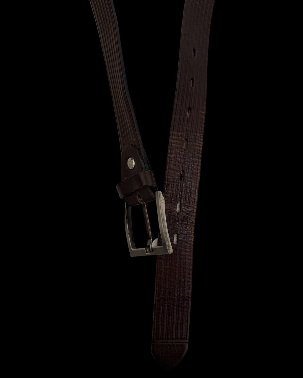 Vintage brown leather mens belt
