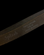 Vintage splash black leather mens belt size m