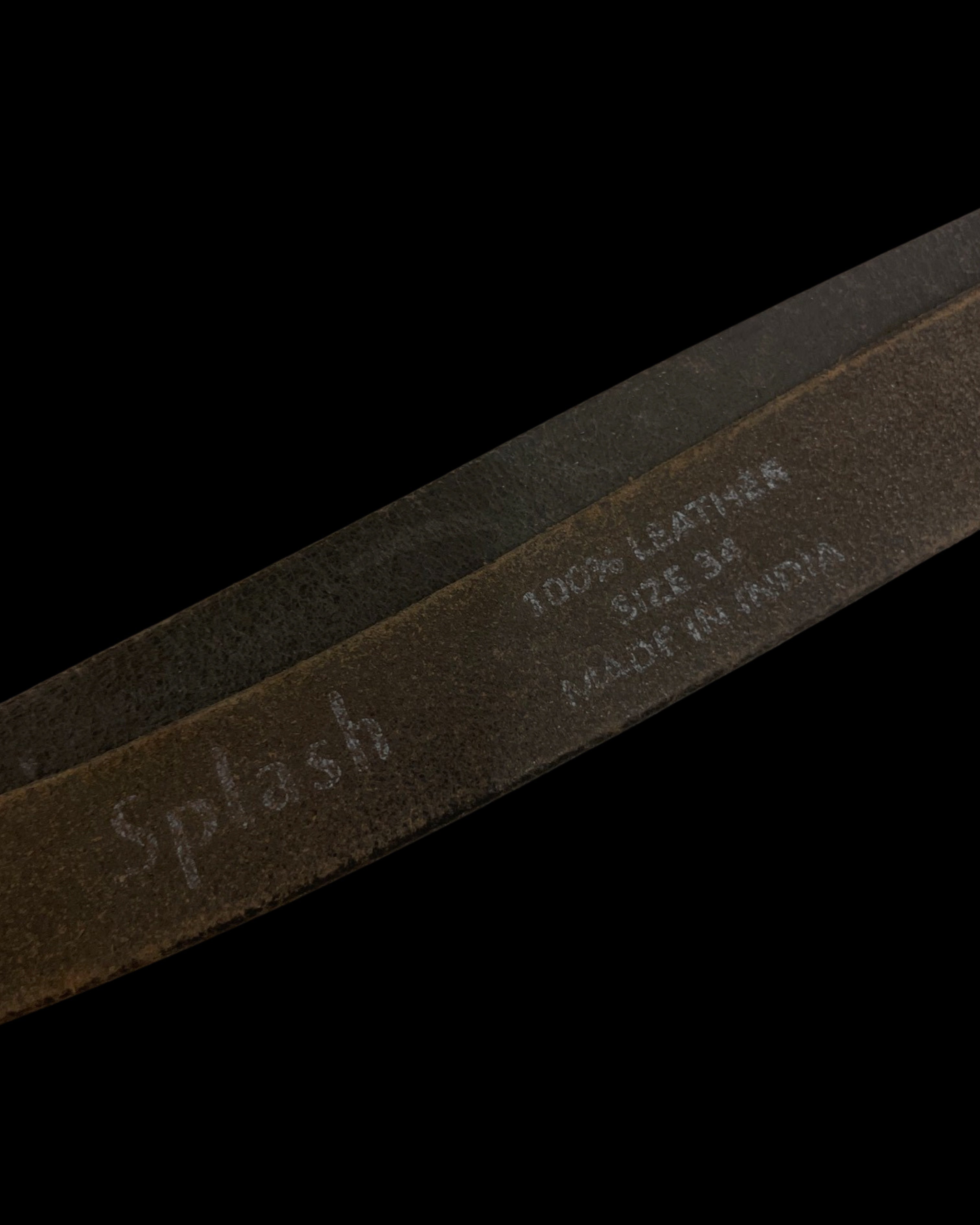 Vintage splash black leather mens belt size m