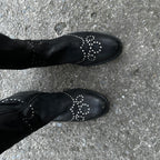 Women’s Black Leather Studded Over The Knee Moleskin Boots 41/8 Sku 6773 