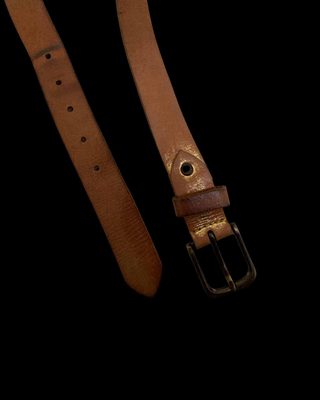 Vintage brown leather mens belt