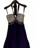 Little Mistress purple and white beaded dress with halter neck #partydress size UK 14 L 38 W14  sku 7015
