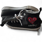 Black and white Converse trainers with heart detail #Converse #HeartDetails uk 4 us 6 sku 6981