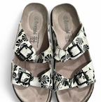 BJORNDAL Womens Fun black & white  Floral Sandals  - Sz 39 8.5 SKU 6748