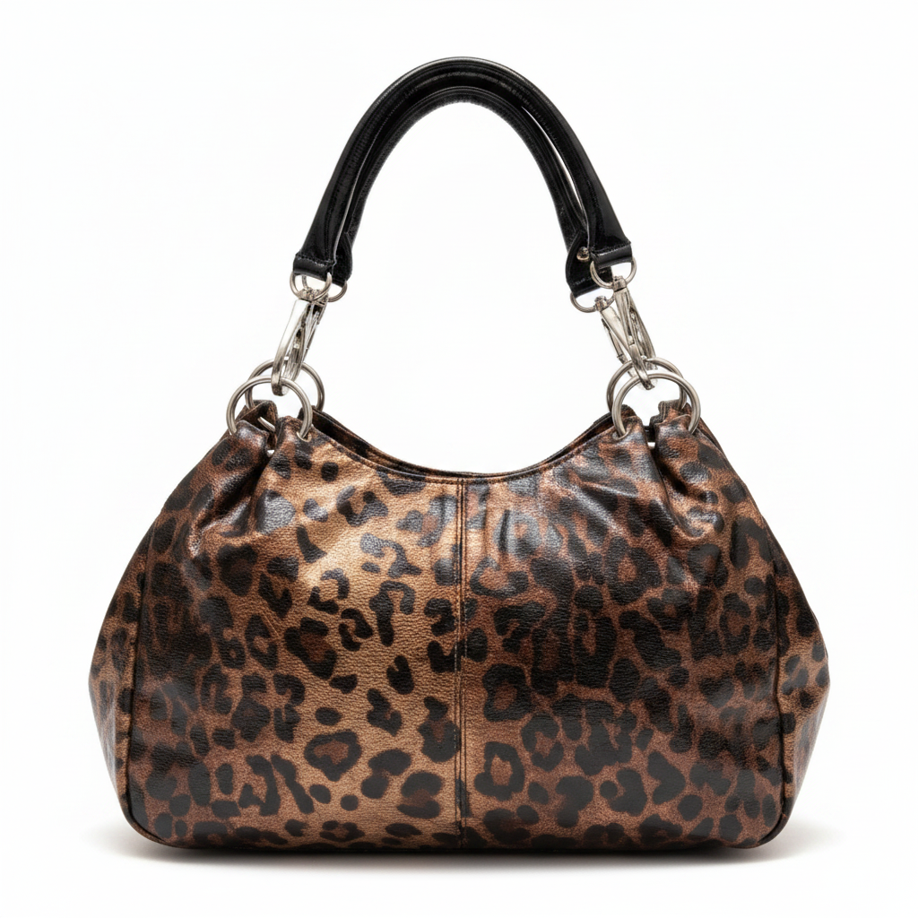 Barrel Vintage y2k Leopard spotted leather handbag