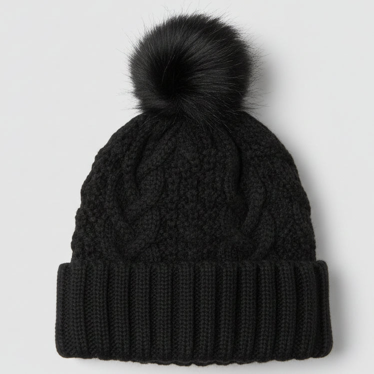 Black Cable Knit Beanie SKU 7332