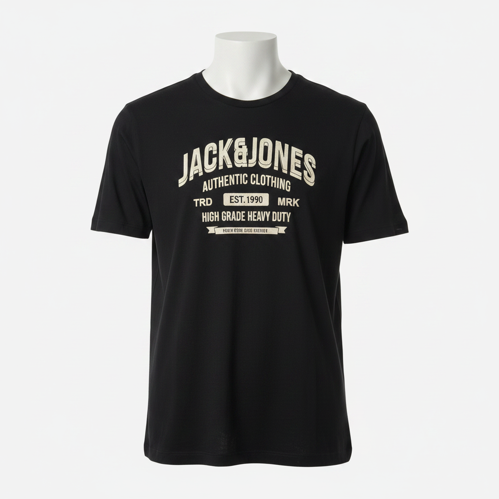 Black Jack & Jones cotton t-shirt with white print #casualwear
Size xxl 
SKU 7160
L 30 W 22