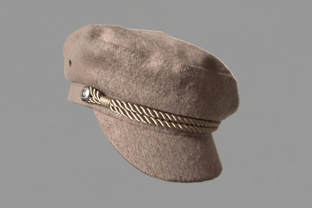 Brown felt hat with a decorative ribbon 
