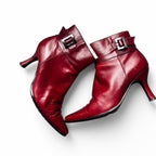 Lotus Red leather ankle boots with buckle detail boots size 4 uk