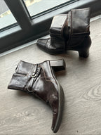 Ginu Kenduri Women’s Brown Patent Leather Ankle Boots – Size 41