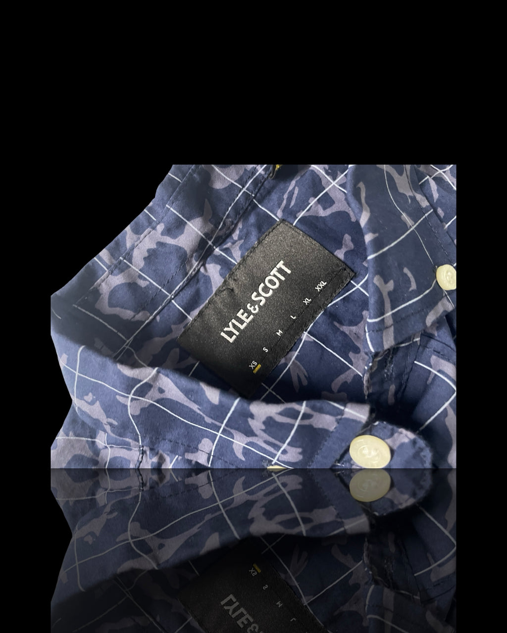 Lyle And Scott Vintage Mens Printed button up Through shirt Navy Pool Print 