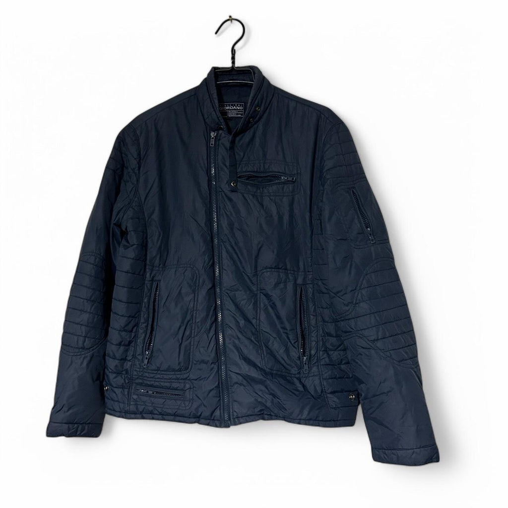 Mens Baileys Giordano Quilted Jacket -medium - blue quilted puffer jacket with zippered pocket and quilted details #quiltedjacket in size medium L29 W21 sku 6913