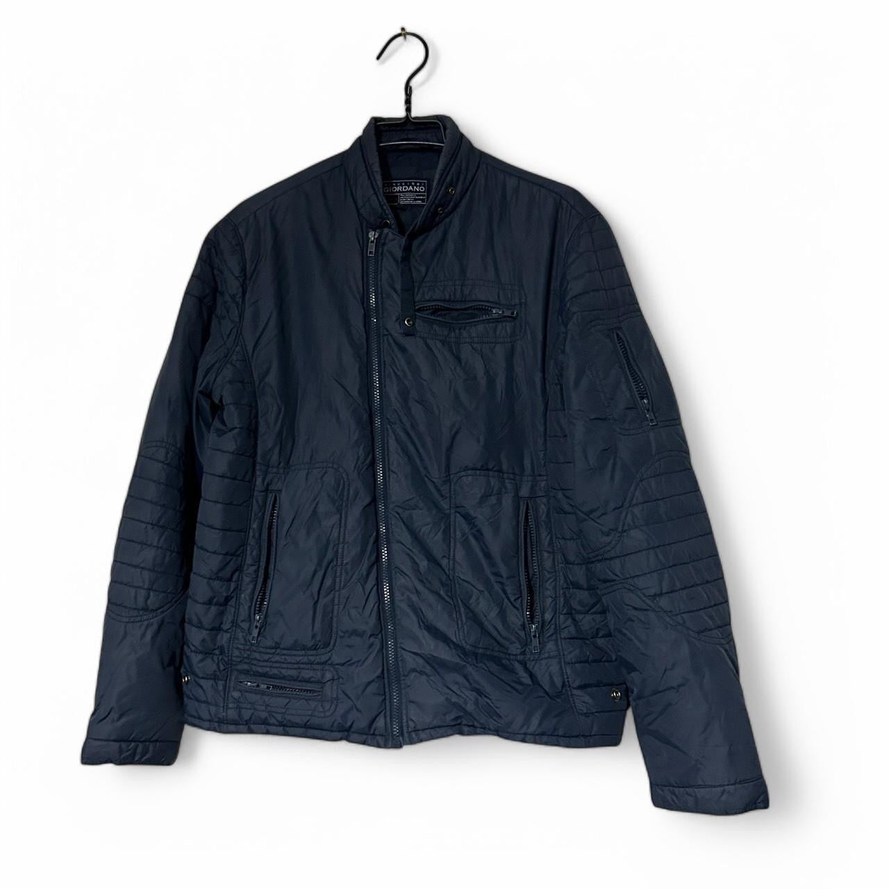 Mens Baileys Giordano Quilted Jacket -medium - blue quilted puffer jacket with zippered pocket and quilted details #quiltedjacket in size medium L29 W21 sku 6913