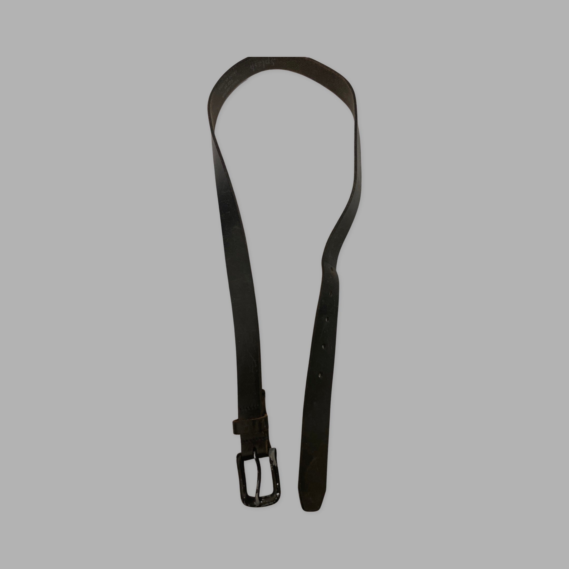 Vintage splash black leather mens belt size m