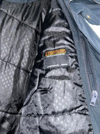 Elvine Navy nylon bomber jacket with removable hood thermal lining in size L collar to hem 33 pit to pit 23 sku 7053