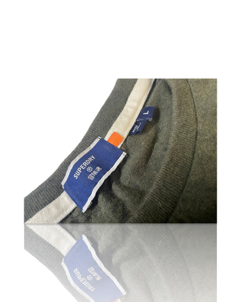 Superdry Vintage Embroidered Long Sleeve Knit T-Shirt Green Grit Men's Size L|SKU 4171