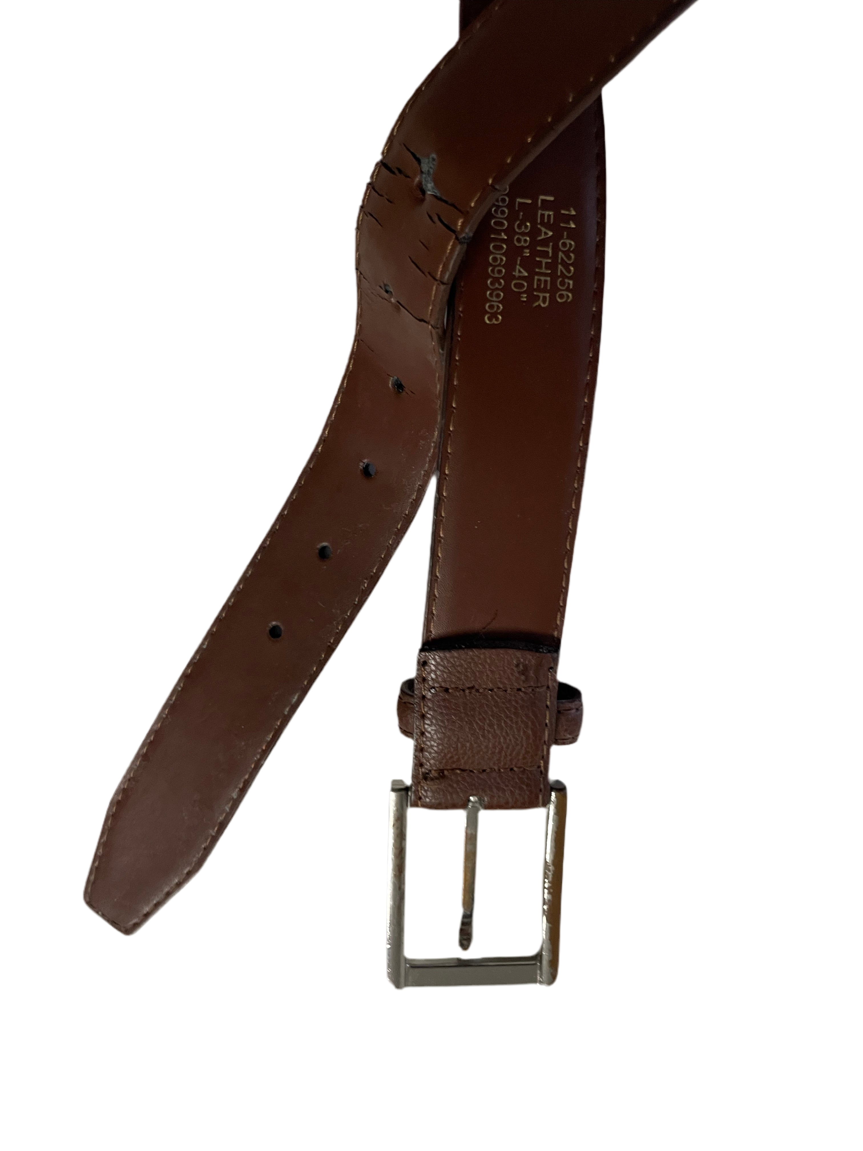 Vintage plain brown leather square buckle belt| L44 | SKU 4480