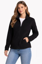 Vintage black fleece track jacket Fleece Vintage Clothing for Women L 27 W 19 SKU 6168