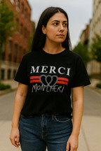 Vintage Black Topshop Merci Mon cheri graphics medium tees