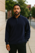 Vintage Tricot Denim men's 1/4 zip high neck burgundy sweatshirt in L|L29 W24|SKU 3953