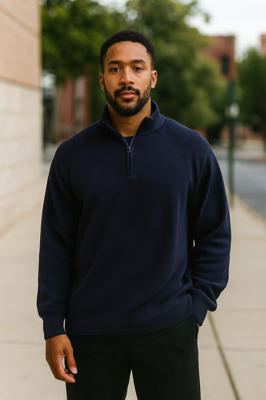 Vintage Tricot Denim men's 1/4 zip high neck burgundy sweatshirt in L|L29 W24|SKU 3953
