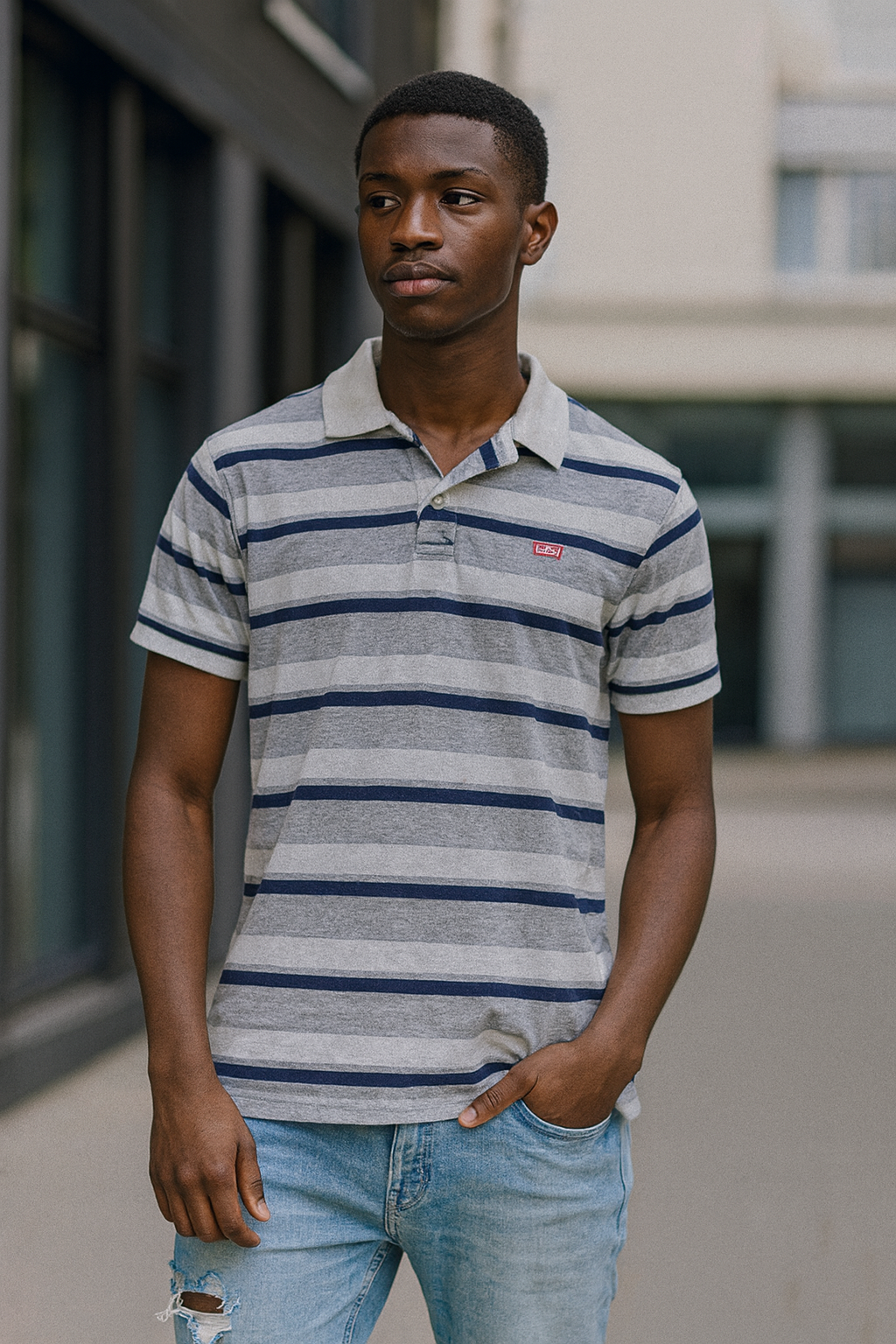 Vintage Ecko UNLTD. multi stripe mens medium polo shirt