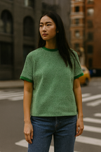 Vintage 90's green stripped short sleeve tees in XL|L25 W23| SKU 4000