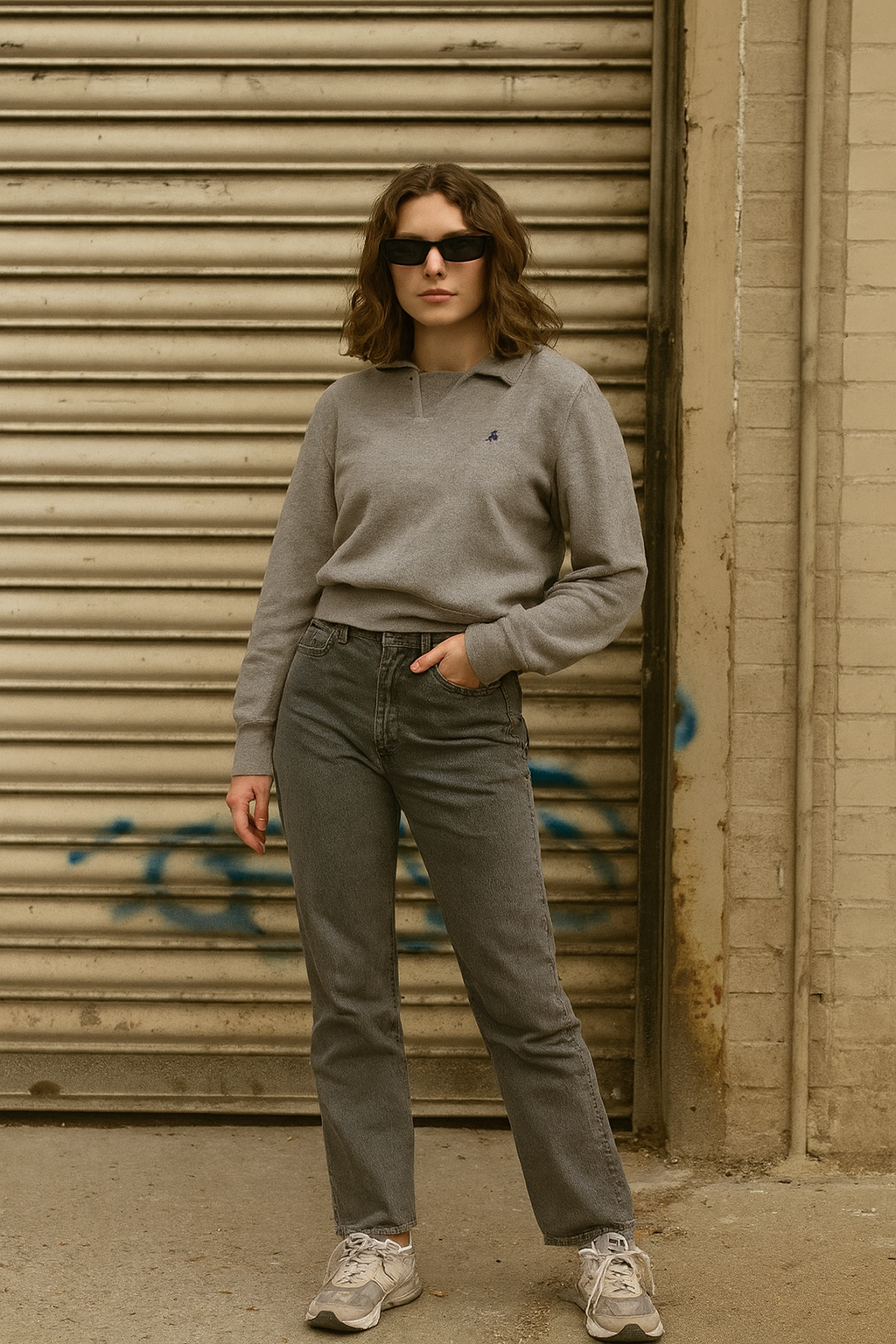 Vintage Polo ralph lauren high neck small grey cropped sweater