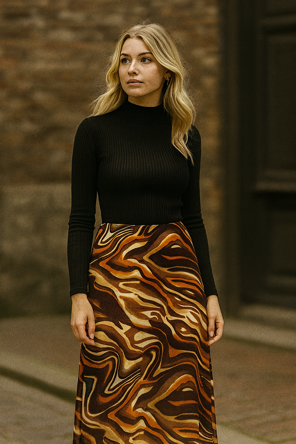 Rubynee Vintage y2k Bershka Mesh print pencil brown skirt