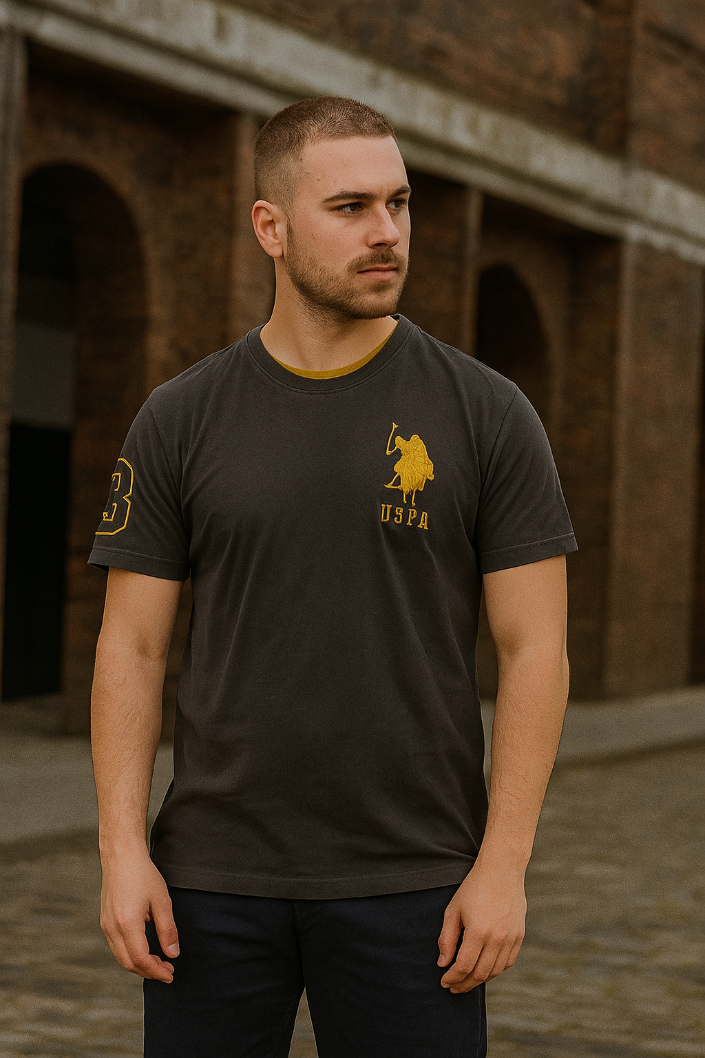 Vintage Men's U.S Polo ASSN black 80's short sleeve tees in L| L29 W21|SKU 4788