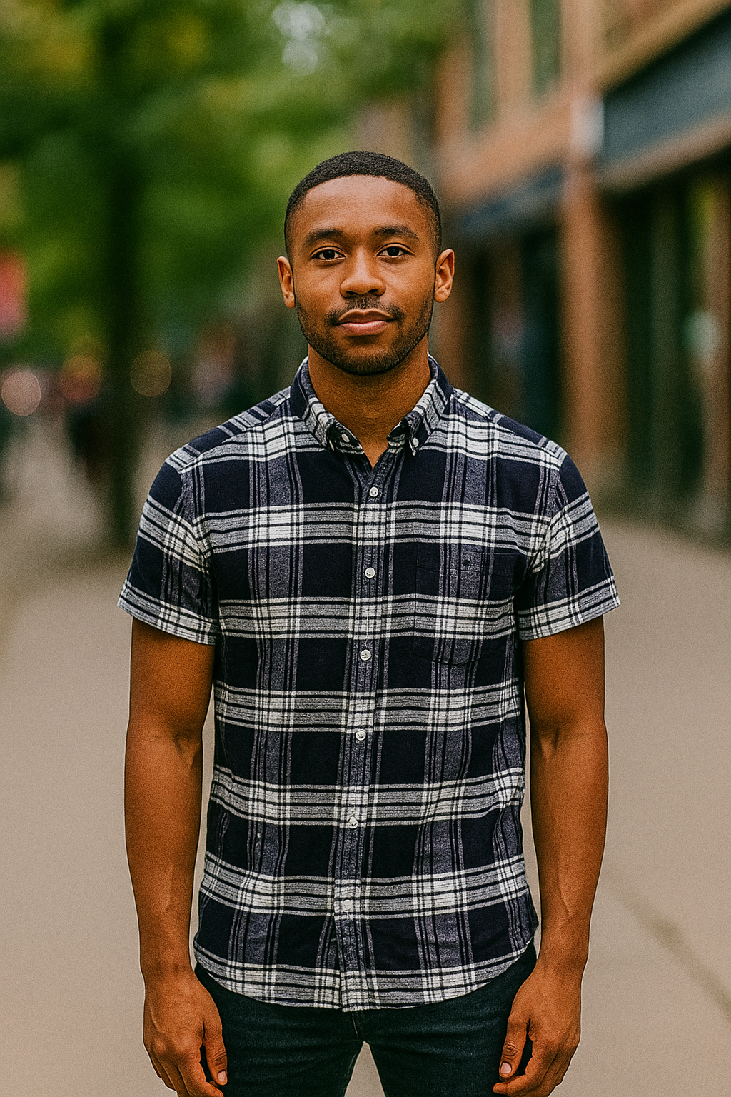 Vintage Superdry blue oxford ultimate checkered short sleeve shirt