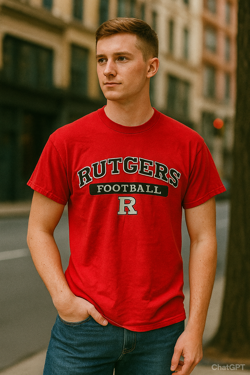Vintage mens Rutgers football red small tshirt