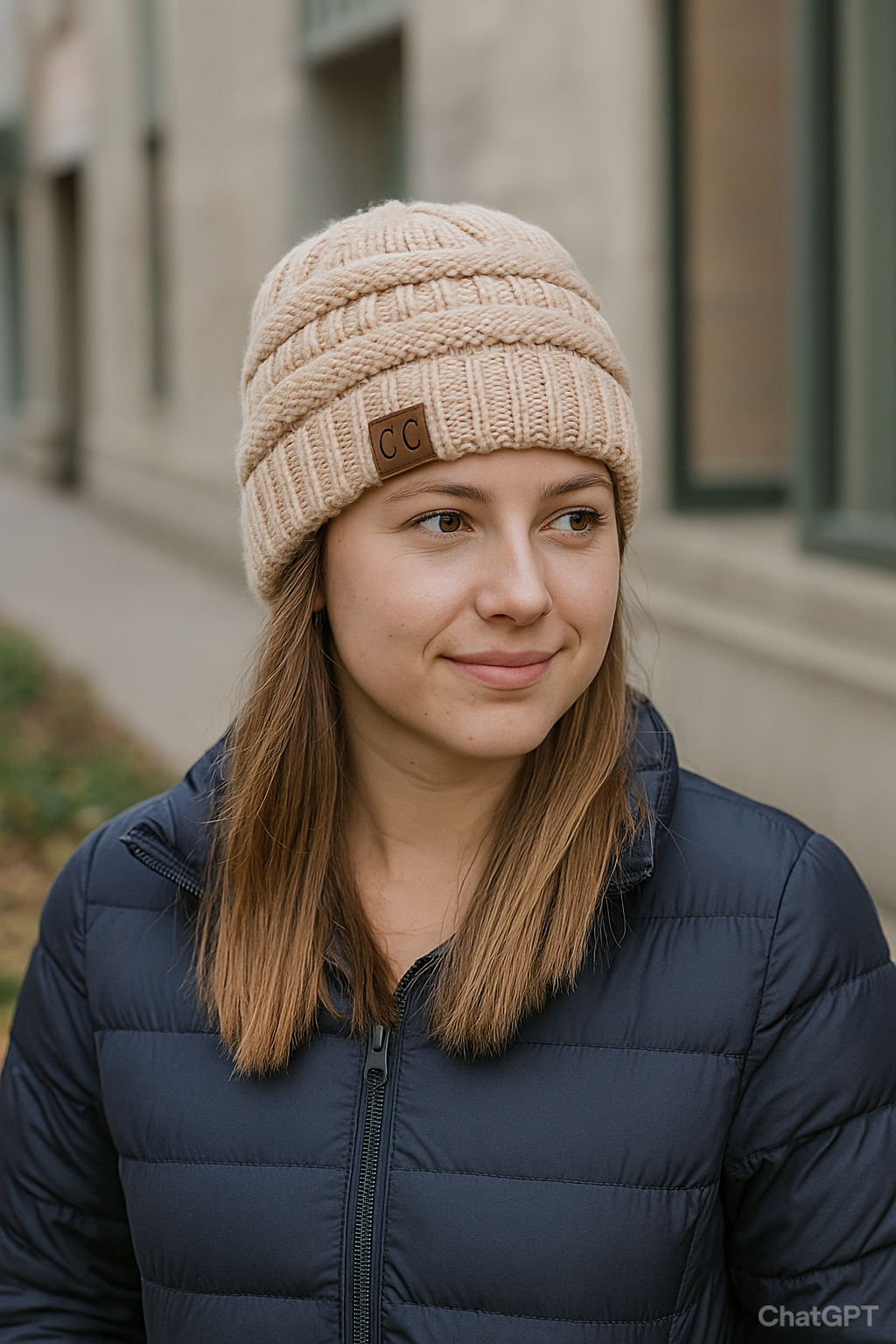 Vintage copycat CC cream knitted beanie hat