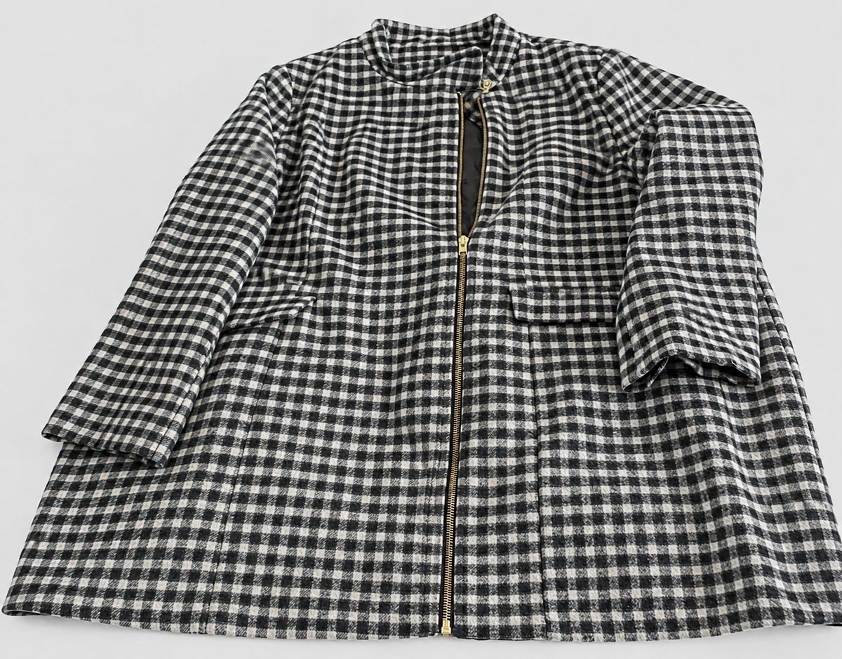 Vintage Checkered Wool Coat for Women SKU 5305