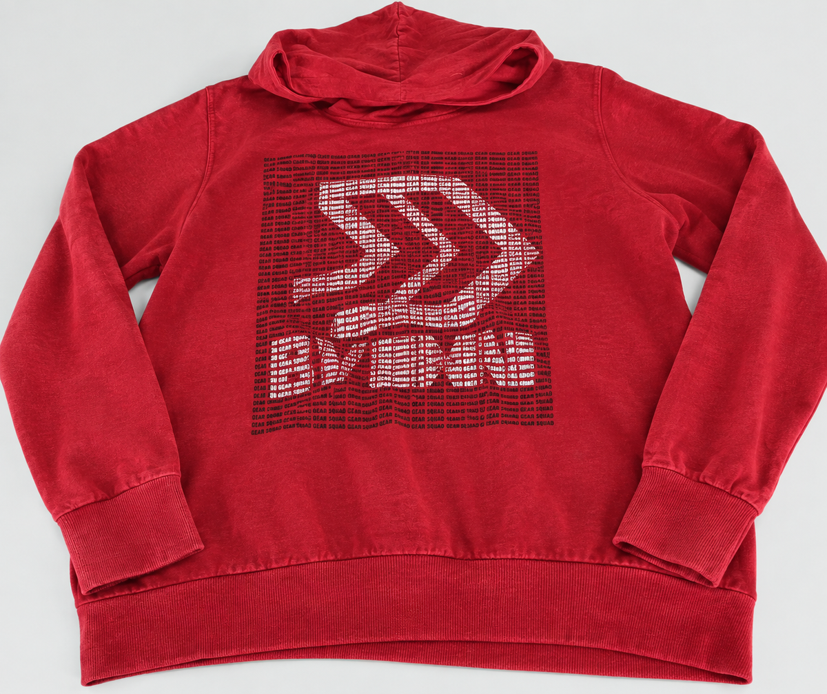 Vintage Red Hoodie Medium  Big Logo Spell Out Sweatshirt Jumper; Pullover  L 29 W 21 SKU 5302