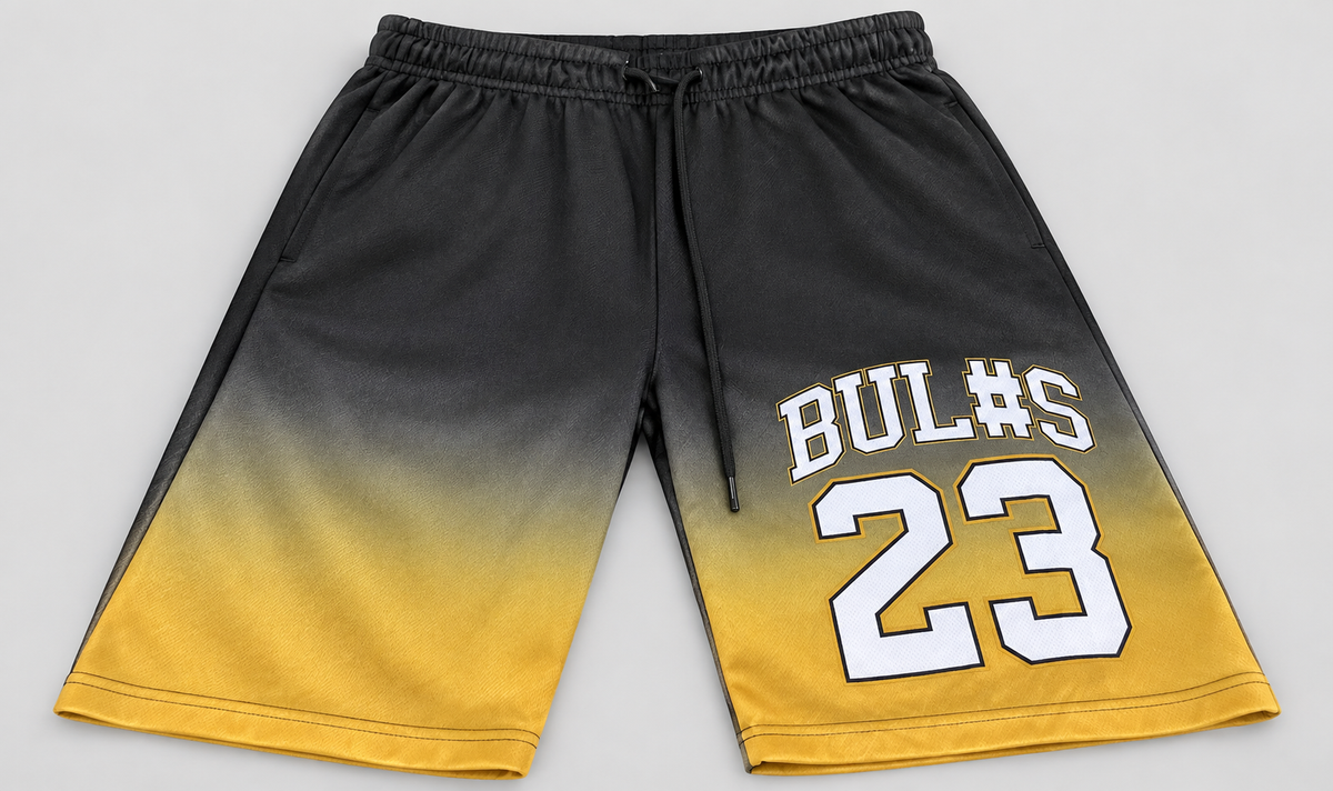 Black and yellow Basketball Shorts mens L 10 W 32 SKU 5293