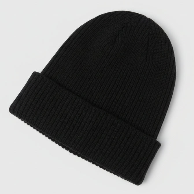 Classic Black Knit Heart Patch Beanie SKU 7319