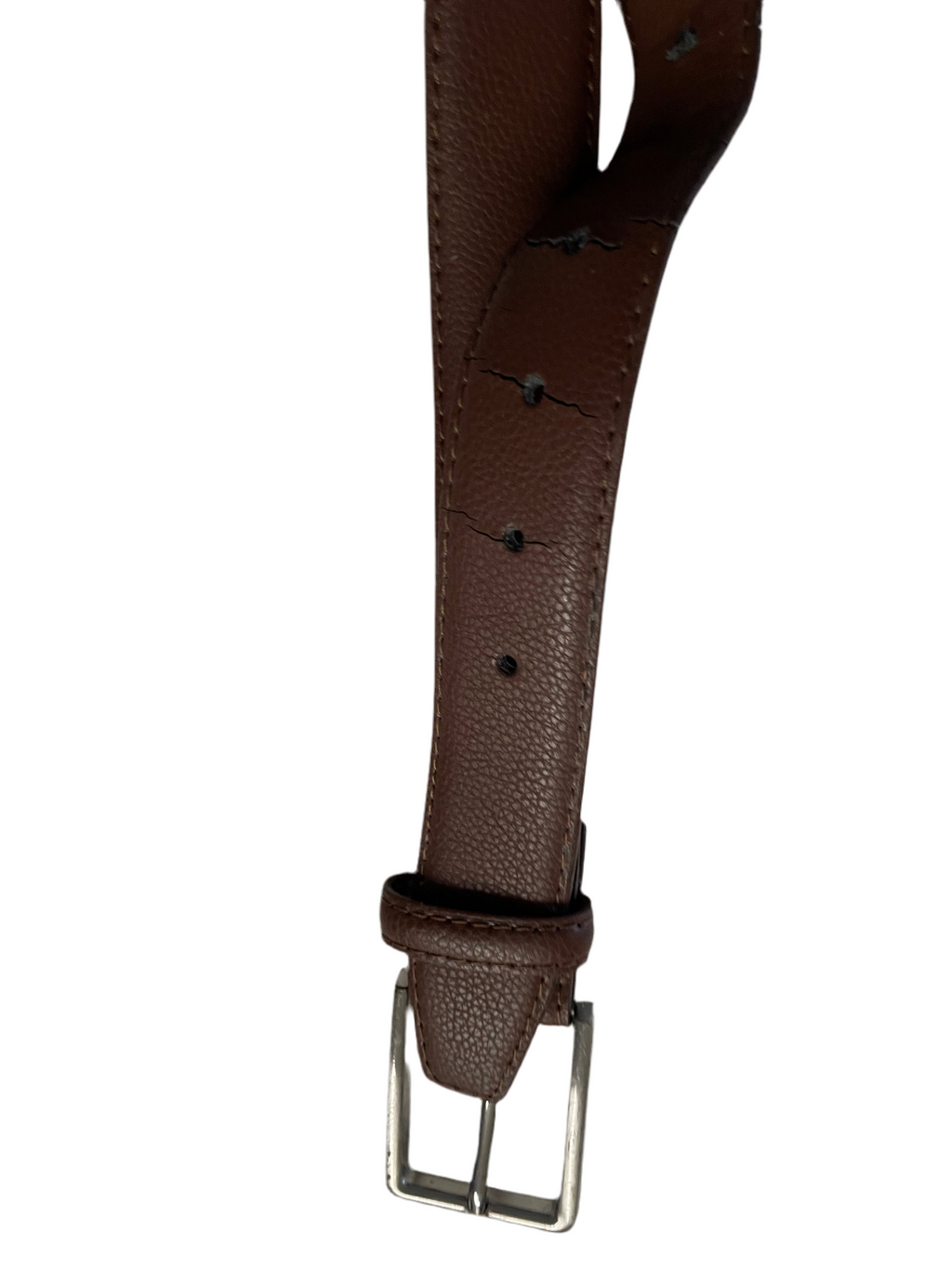 Vintage plain brown leather square buckle belt| L44 | SKU 4480