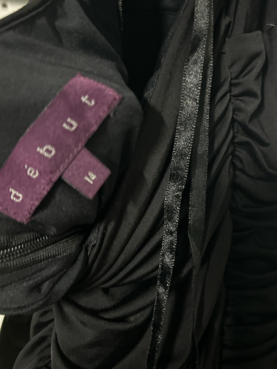 Women’s Debenhams Black maxi dress with open back, ruched details and tie-up straps sku 7002