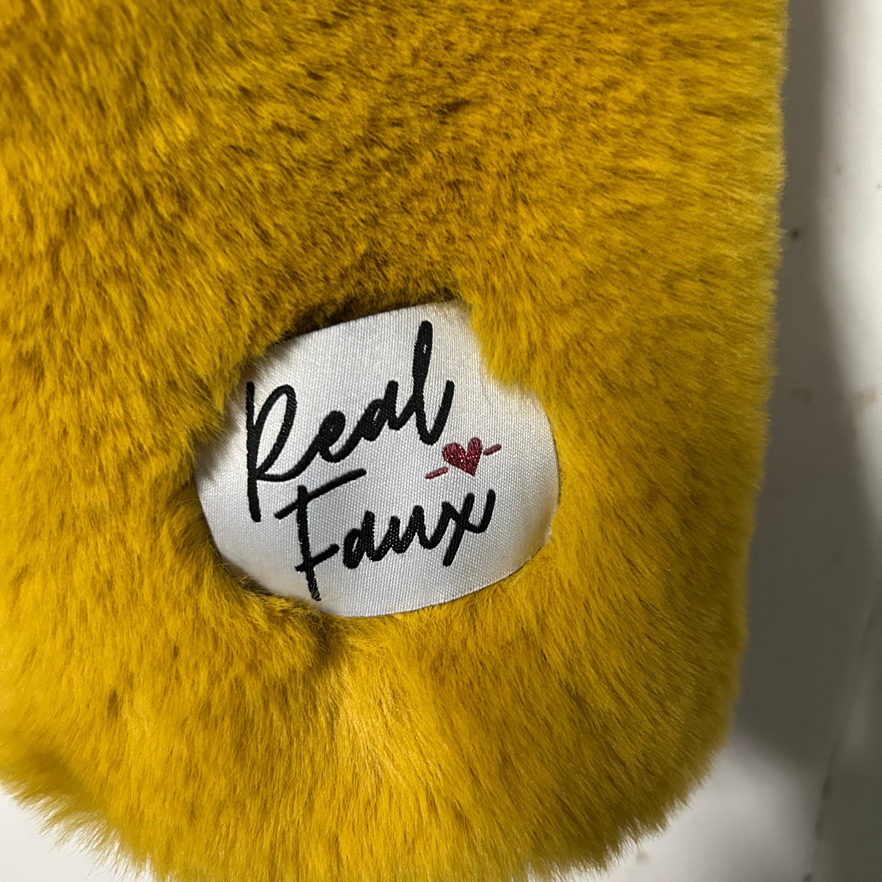 Rino & Pelle yellow faux fur jacket with heart detail #fauxfurjacket L30 W20 in medium SKU 6889