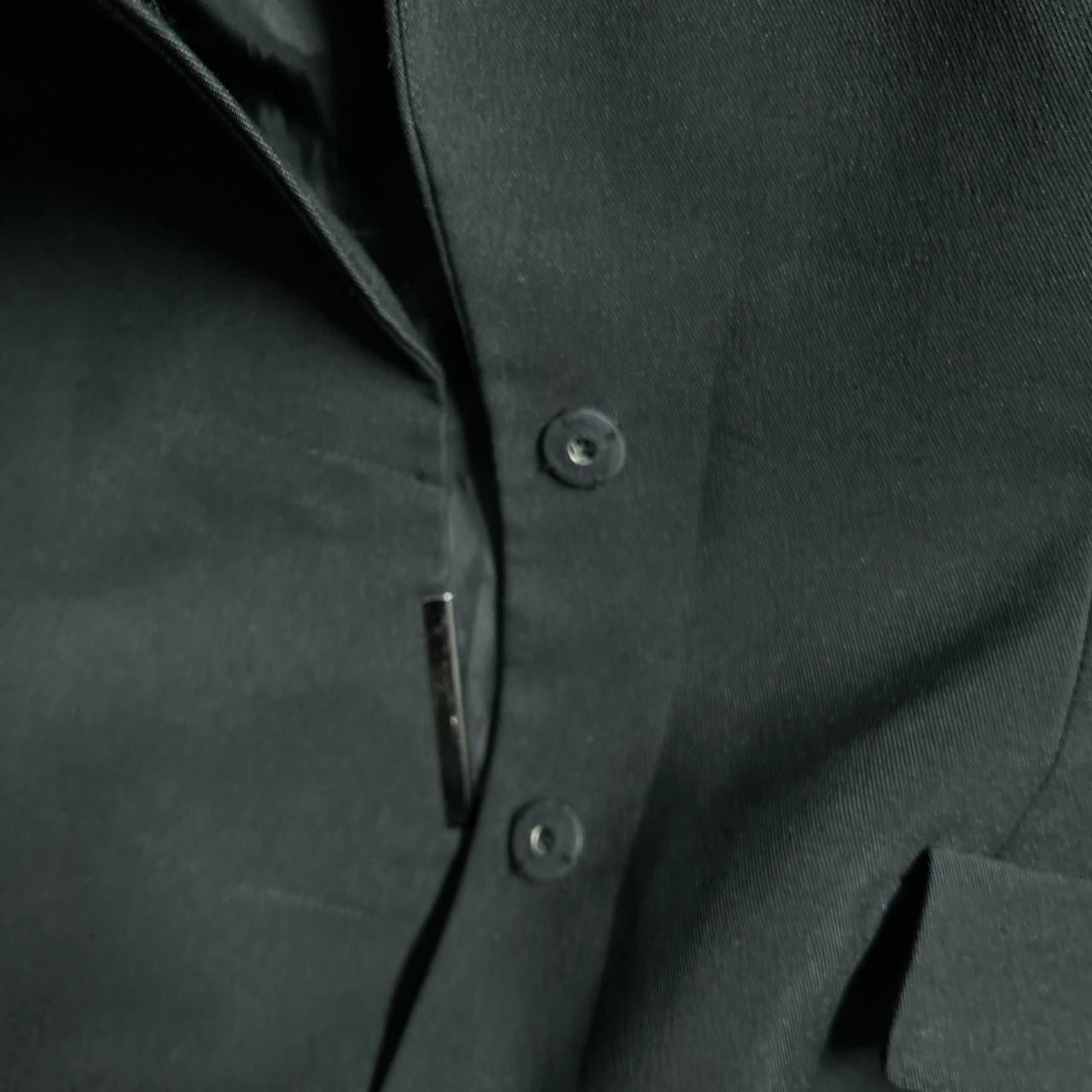 Women’s Black KAELLE Collection blazer with leather shoulder pads #leatherblazer sku 6955 L29 W19