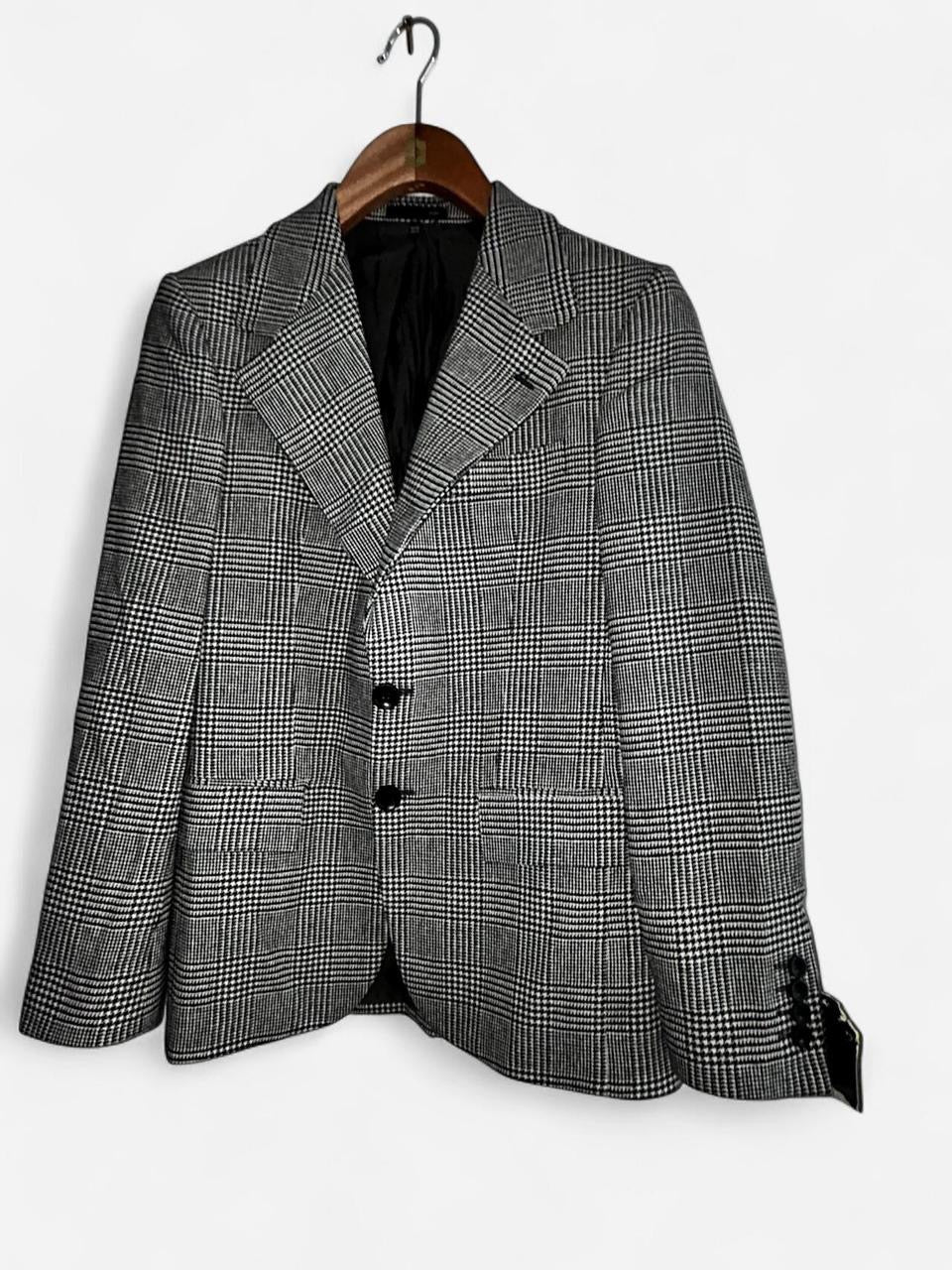 ZARA WOMAN WOOL BLEND PLAID STRAIGHT CUT BLAZER Taupe Grey, size Small