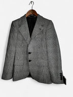 ZARA WOMAN WOOL BLEND PLAID STRAIGHT CUT BLAZER Taupe Grey, size Small