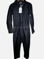 Men’s Zara navy  denim boiler suit with button-up front, collar, and long sleeves #denim #jumpsuit in size small total length is 69 pit is 18  waist 32 crouch to bottom 30 sku 7082