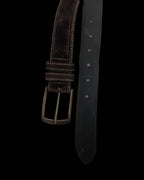 Vintage made in italy velvet brown leather mens belt size L